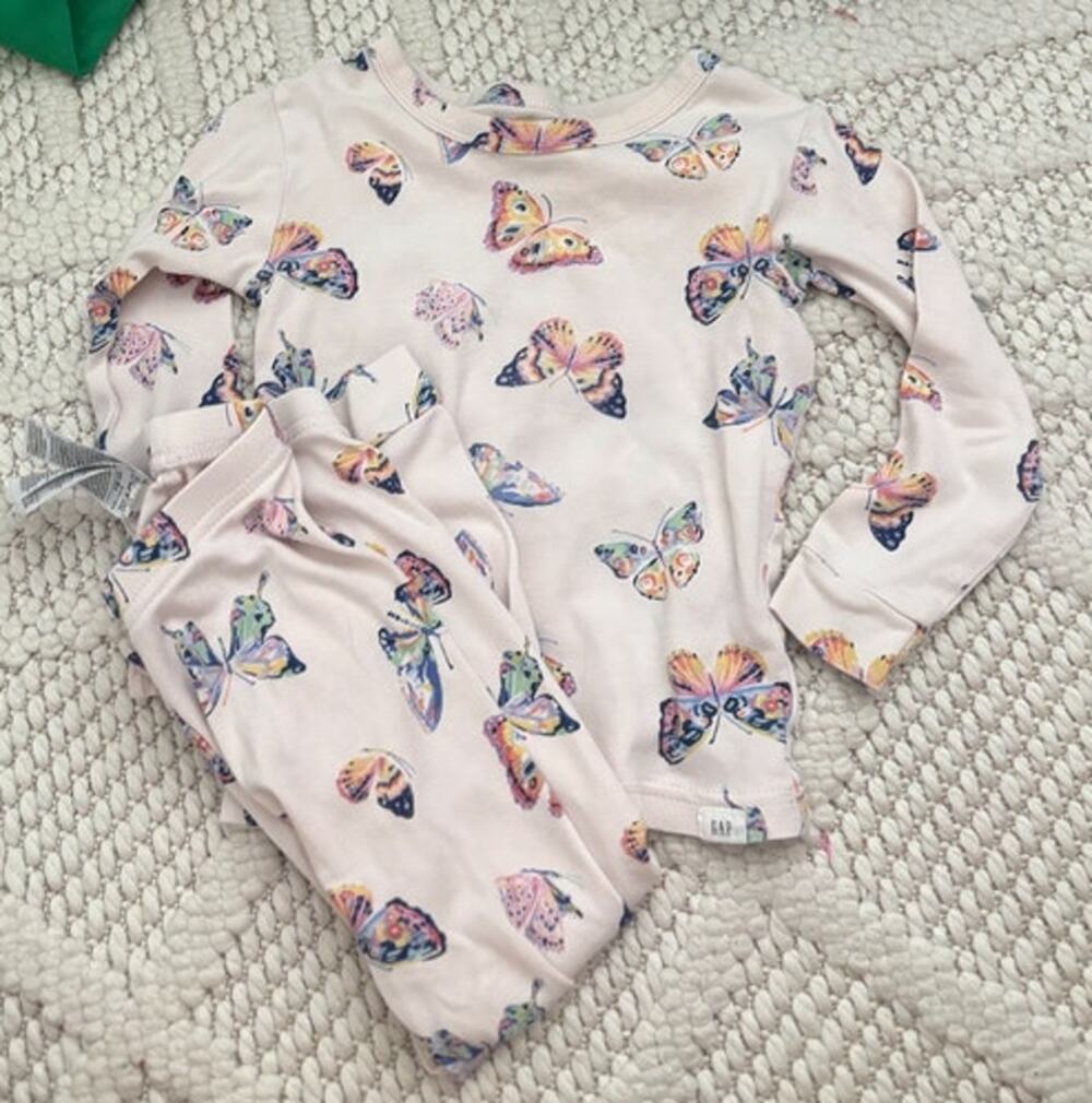 Gap Kids Girls Cotton Pink Butterfly Pajamas Size 3 Years